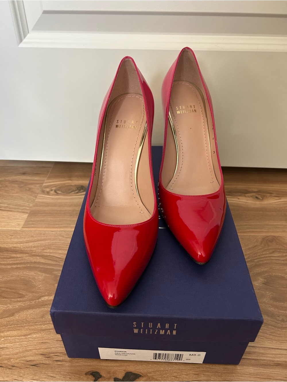 Stuart Weitzman Power Glossy Red / Pink Patent Pumps